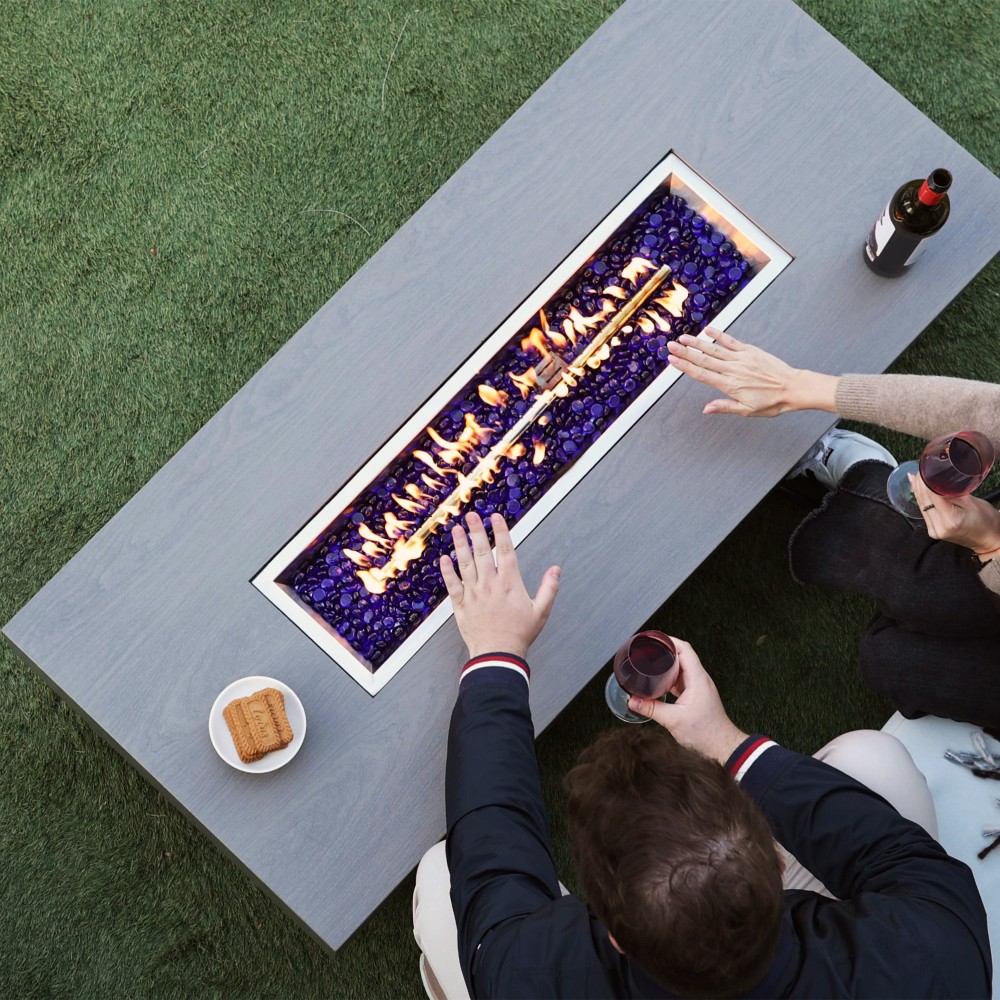 54" Rectangular Propane Fire Pit Table 50K BTU Low-Profile Modern Patio Heater