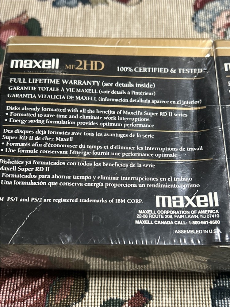 2-Maxell MF2HD 3.5" Micro Floppy Disks High Density Double Sided 10-Pack