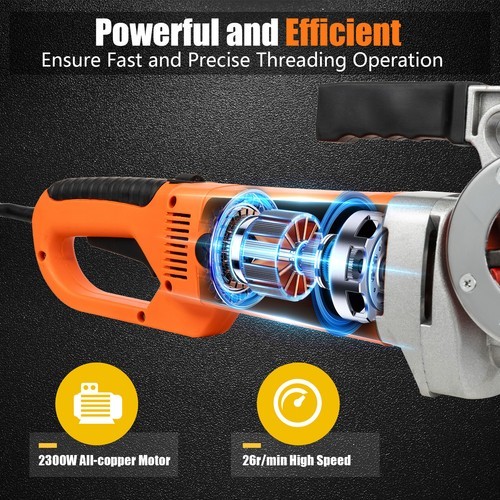 Handheld Electric Pipe Threader Threading Machine W/6 Pipe Cutter 1/2" - 2" USA