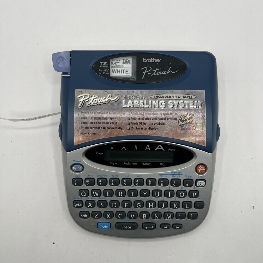 Brother P Touch Model PT-1750 battery powered Label Maker with labels