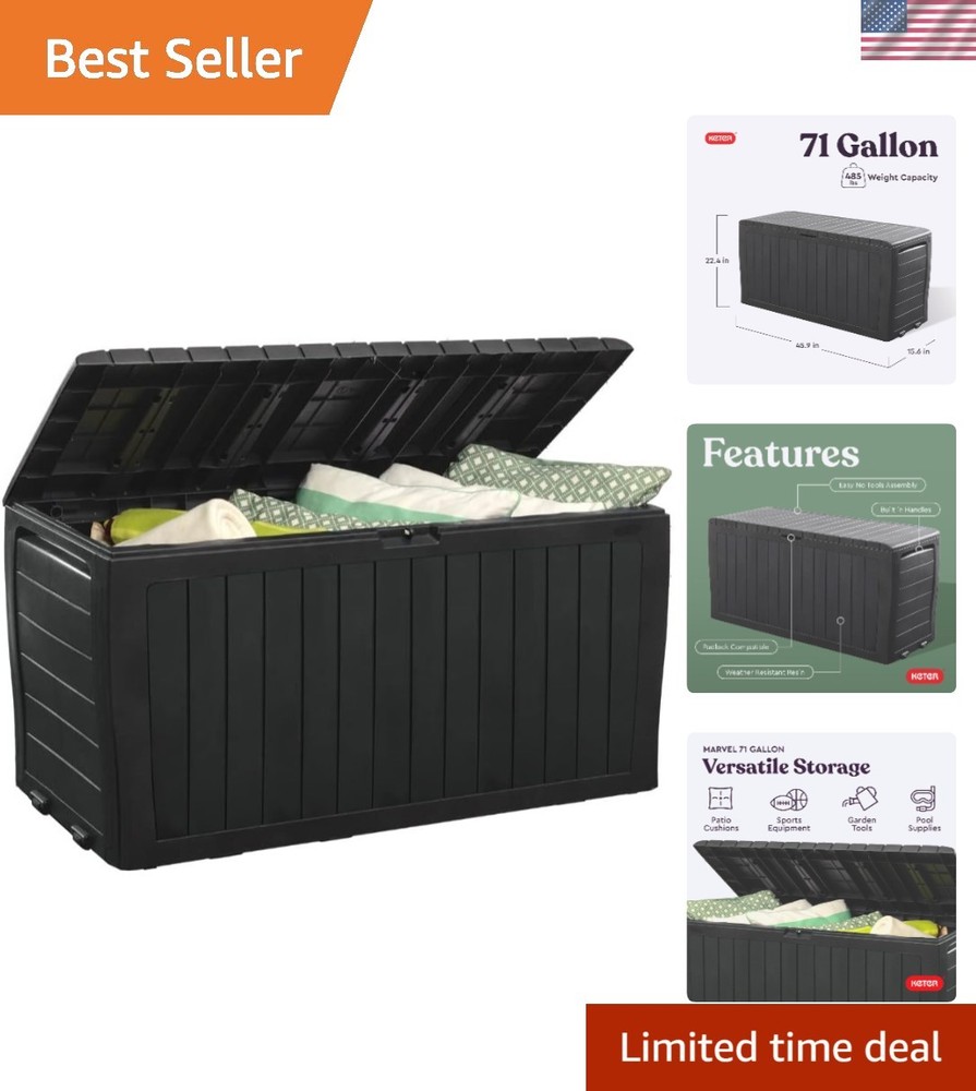 Marvel 71 Gallon Resin Deck Box - Stylish & Secure Storage for Patio Essentials
