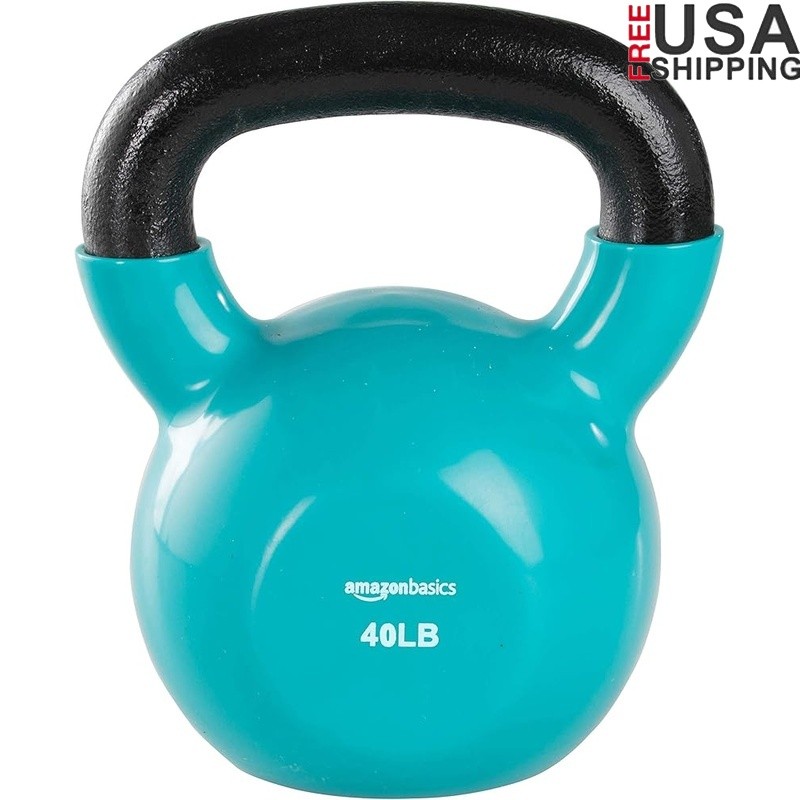 Kettlebell Weight Exercise Strength Training Solid Cast Iron W/ Vinyl Coating US