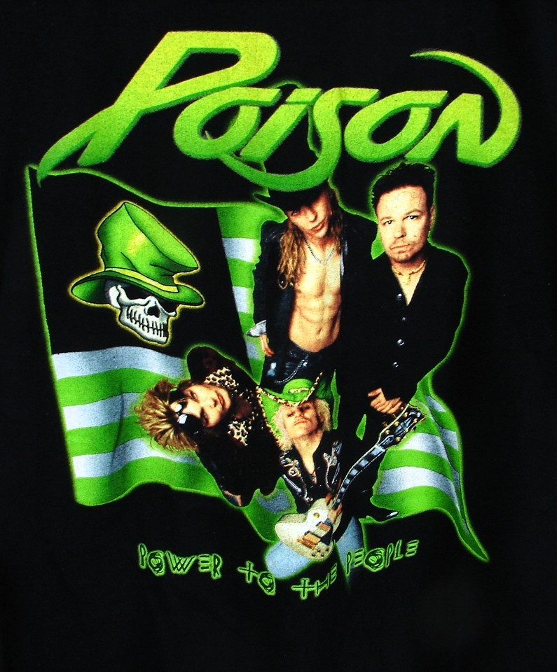 Poison Power To The People World Tour 2000 Black T Shirt Size L