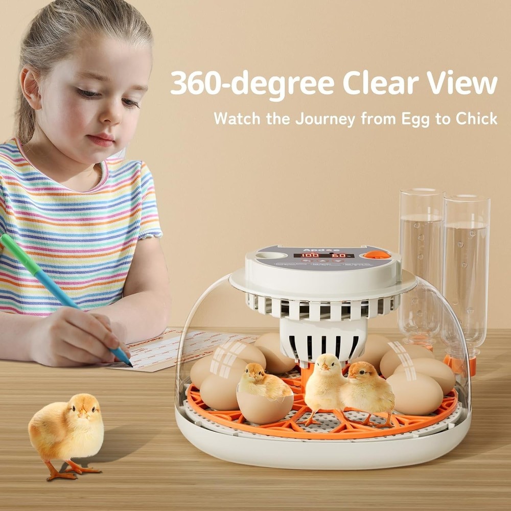 HatchPro 12 Egg Incubator: Automatic Turner & Clear View for Perfect Hatching