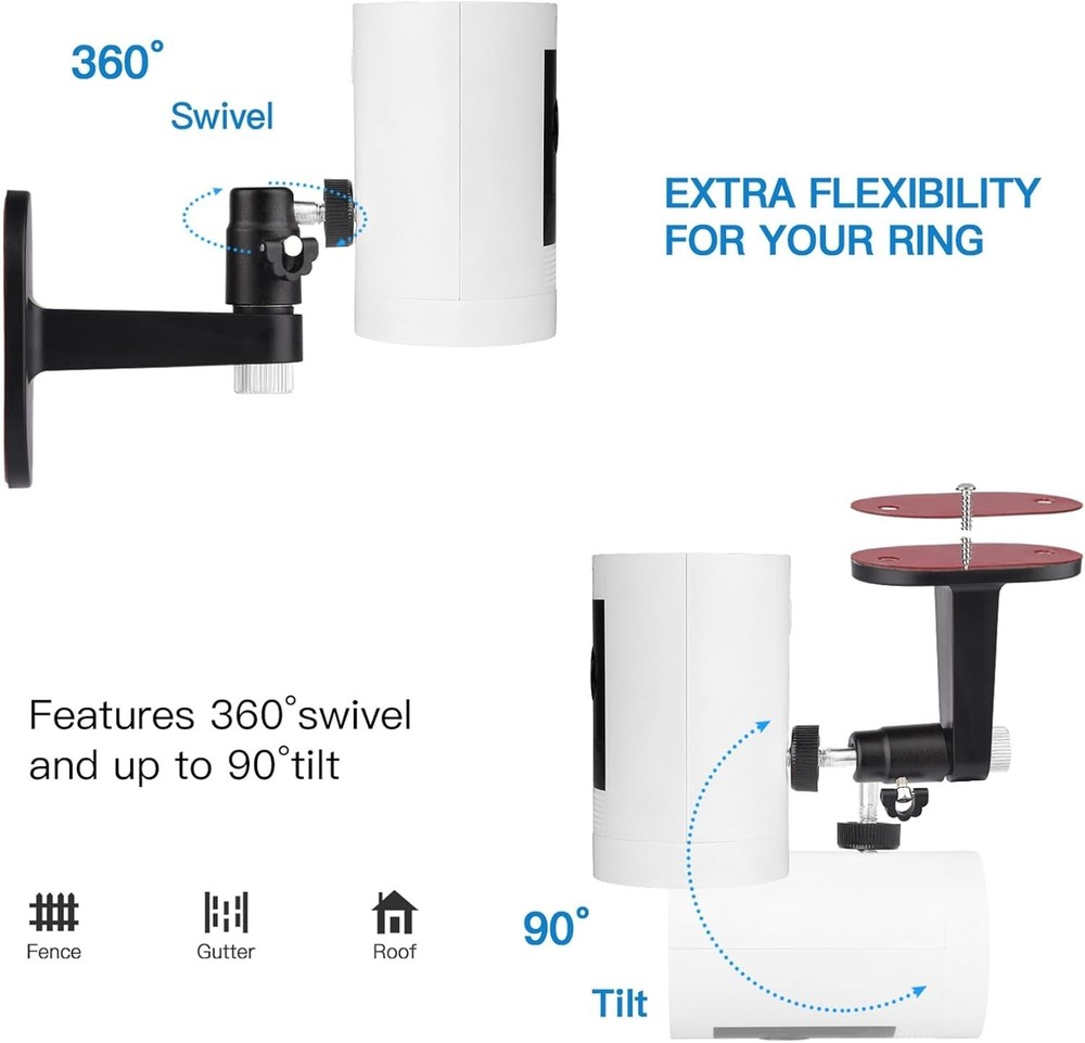 2Pack Adjustable Security Wall Mount Bracket for Ring Stick up Cam & Ring Outdoo
