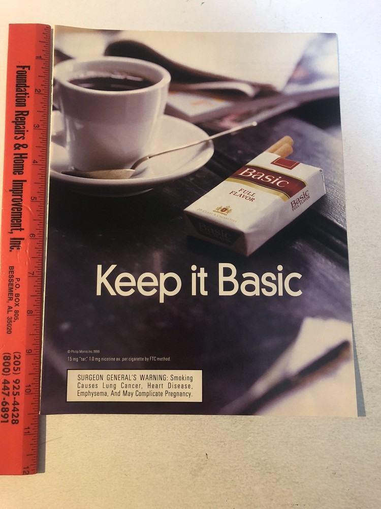 1999 Basic Cigarettes Vintage Print Ad Advertisement pa37