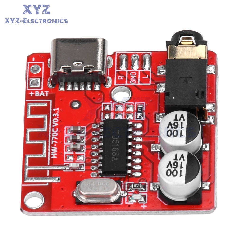 5pcs 3.7-5V Type-c Mini Bluetooth Audio Decoder Board MP3 Audio Receiver Module