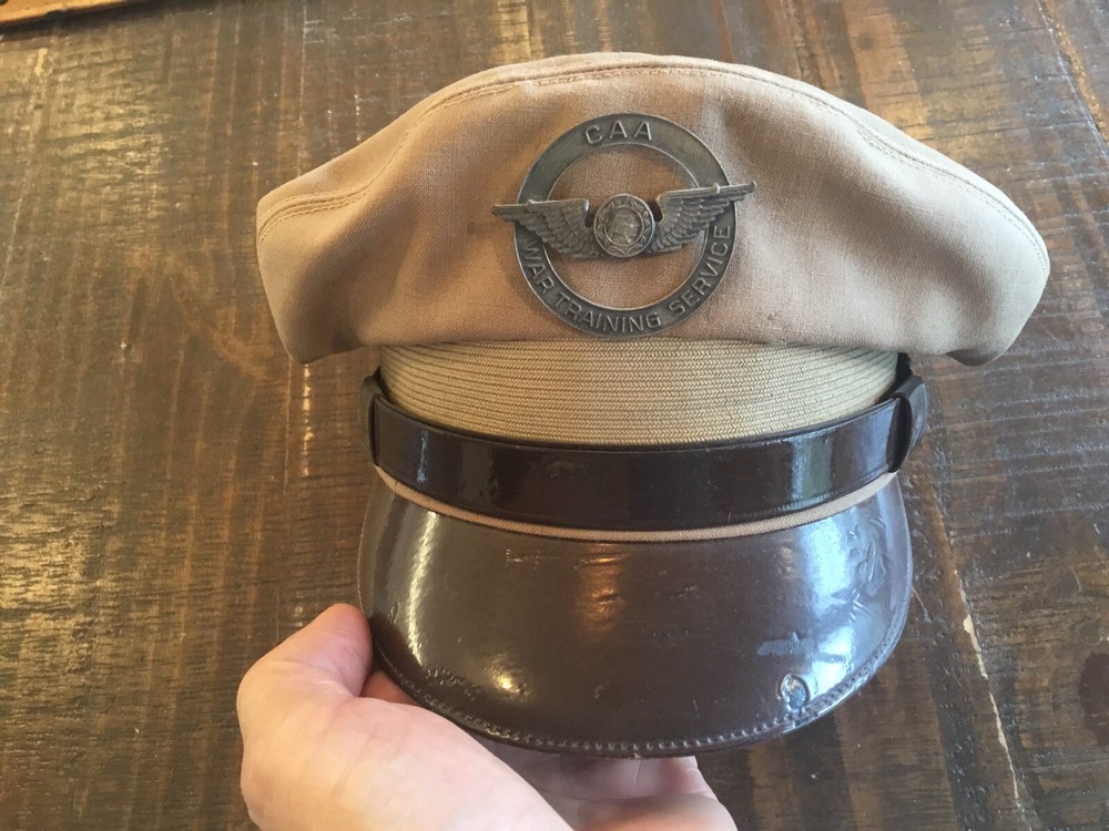 ORIGINAL WWII CAA WTS PILOT INSTRUCTOR OFFICER CRUSH VISOR SUMMER CAP