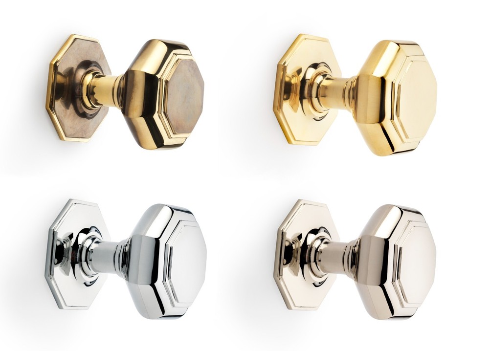 110mm Polished Chrome Octagonal Centre Door Knob Pull Front Back Very Large