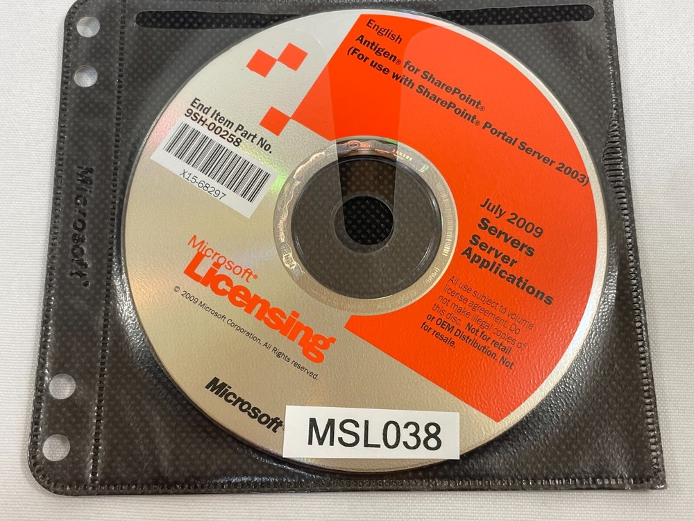 Microsoft Antigen for SharePoint Portal Server 2003 DVD Windows Software