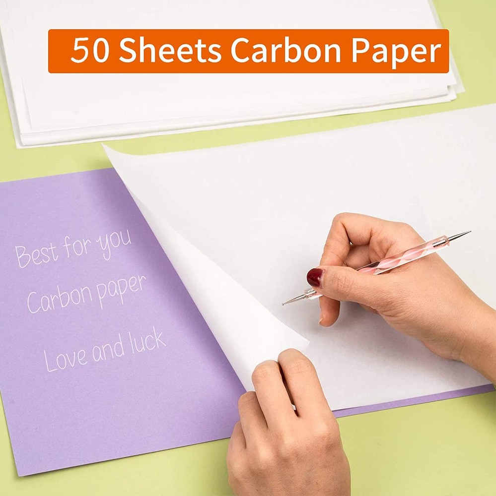 50 Sheets Carbon Paper White Graphite Transfer Tracing and