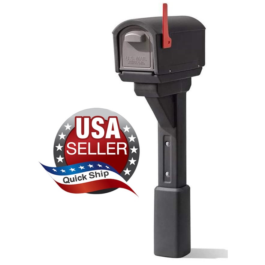 Step2 583299 MailMaster Express Plastic Post Mount Home Modern Mailbox - Black
