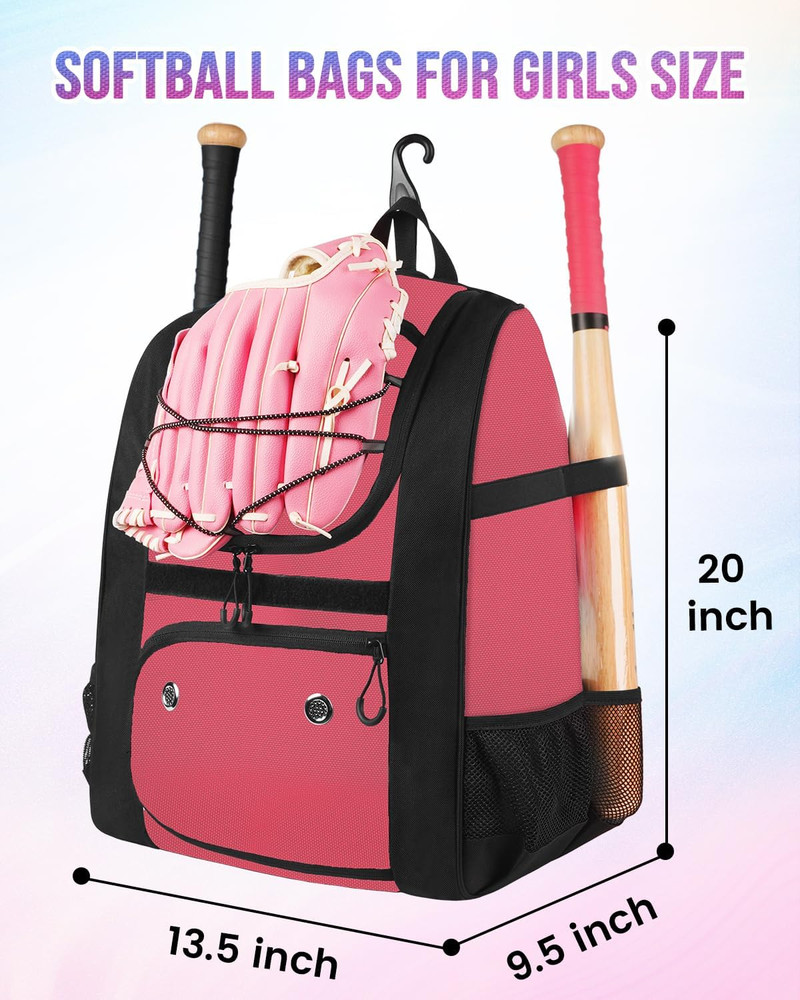 Softball Bag, Lightweight Baseball Backpack with Shoe Compartment, Baseball Bag