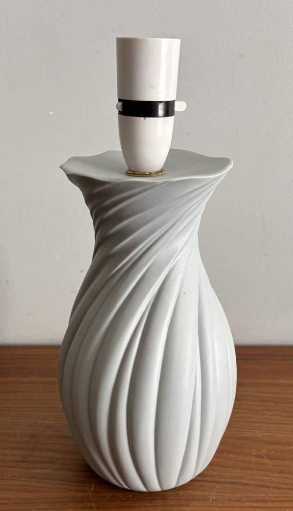 Vintage Table Lamp Twisted Ribbed Ceramic Blue/Gray 30cm