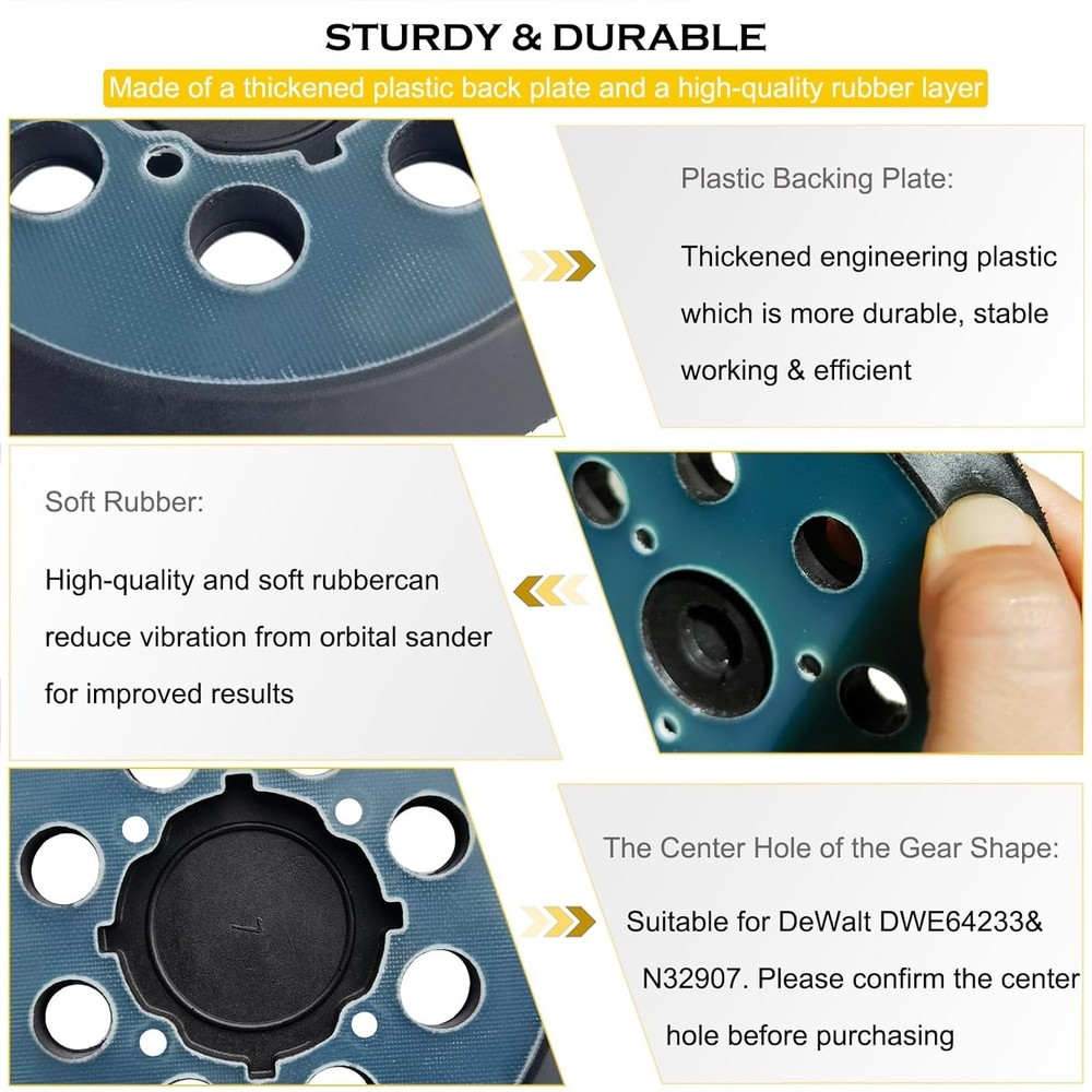 5" 8 Hole Sander Pad Hook Loop for DeWalt Orbital Sander Replacement