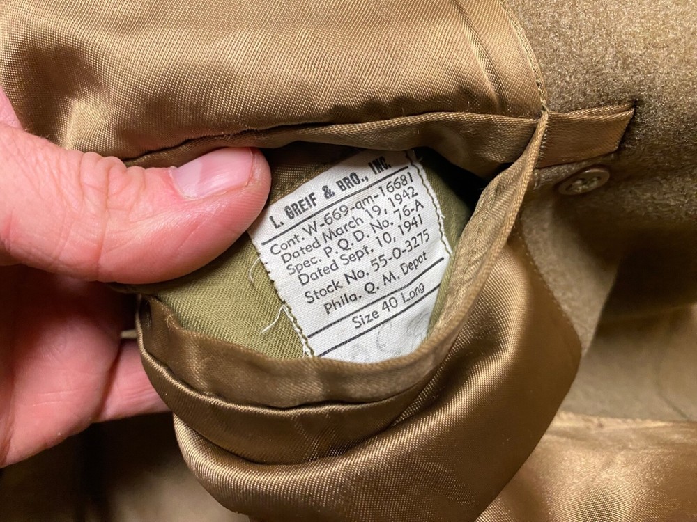 ORIGINAL WWII US ARMY WINTER M1938 OFFICER "CUT DOWN" OVERCOAT- MEDIUM/LARGE 42R