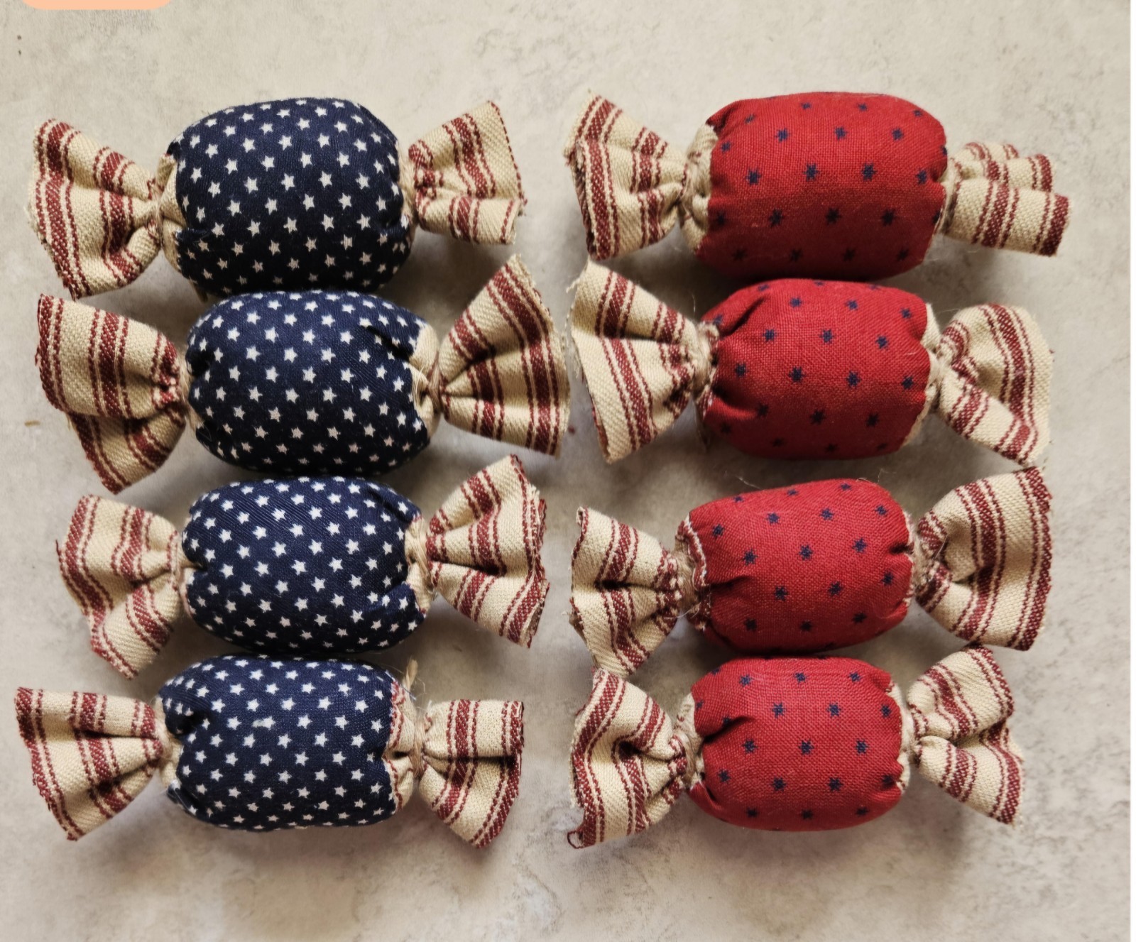 Bowl Filler Americana Patriotic Ornie Fabric 8 Pcs Candy Tier Tray Fabric Decor