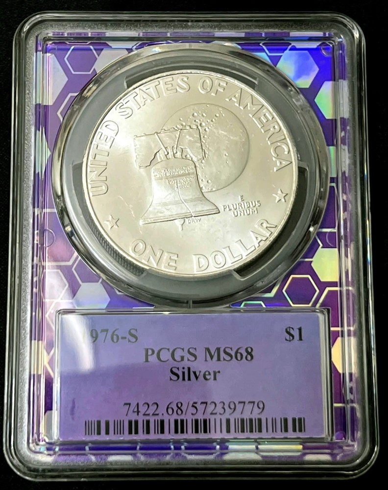 💜🎖️1976-S Eisenhower SILVER Dollar PCGS MS68 - RARE BERT CHASE LABEL!!!🎖️💜