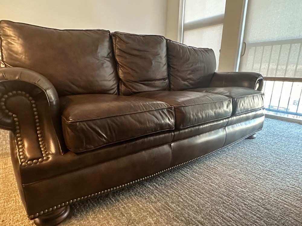 Gently Used Brown Leather Sofa