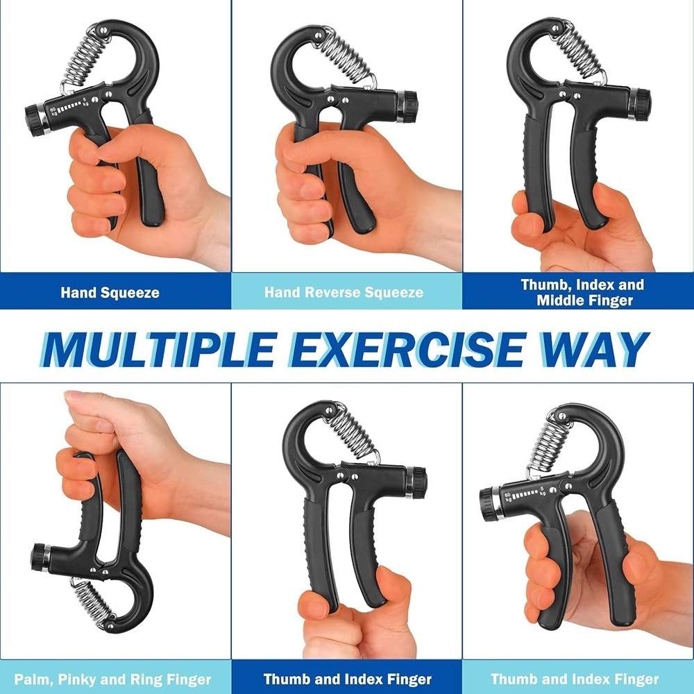 1 Pcs Hand Grip Strengthener Exerciser Workout Squeezer, black