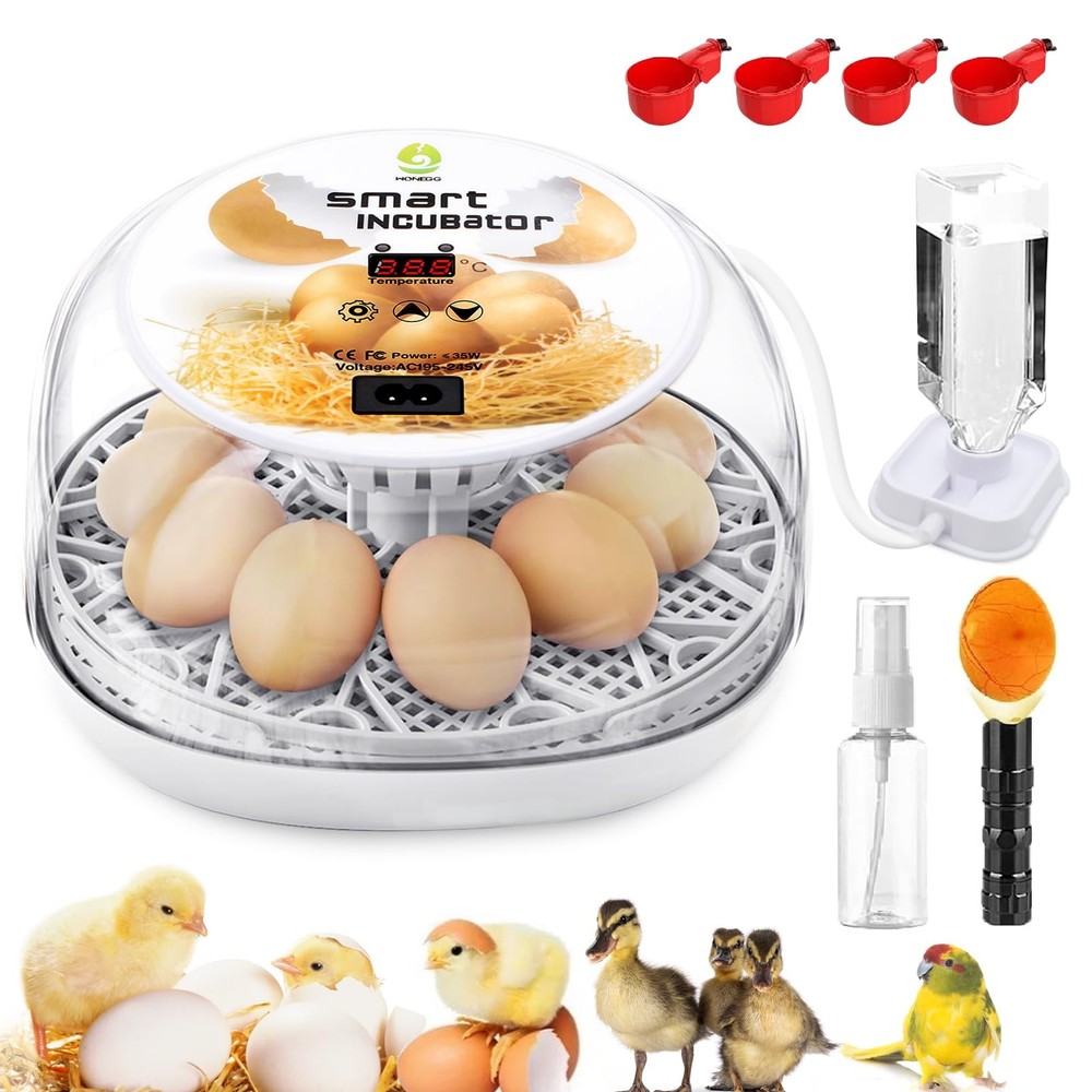 Egg Incubator with Automatic Egg Turning and Humidity Control - 12/24 Eggs, 3...