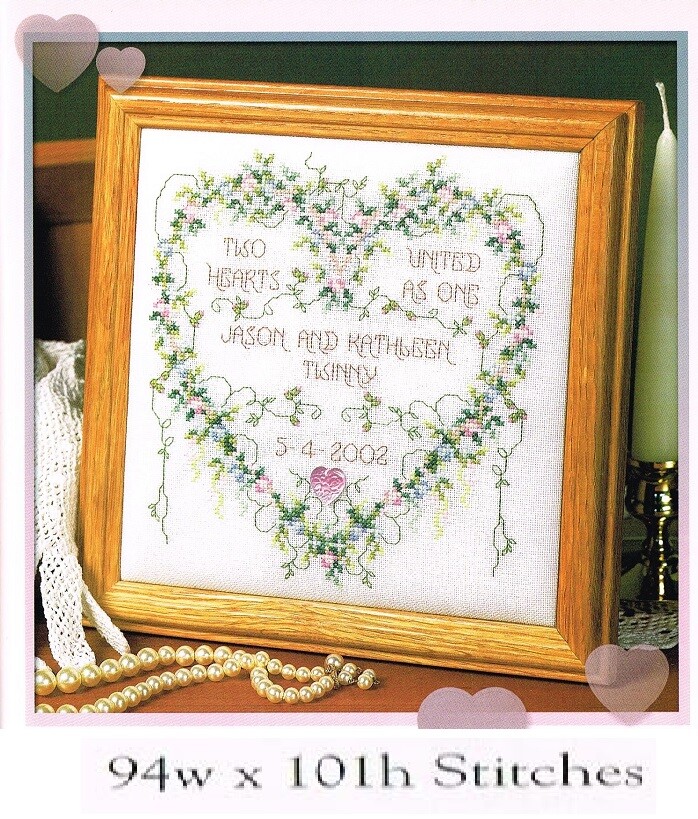 TWO HEARTS UNITED  CROSS STITCH PATTERN ONLY   - DE  QYR