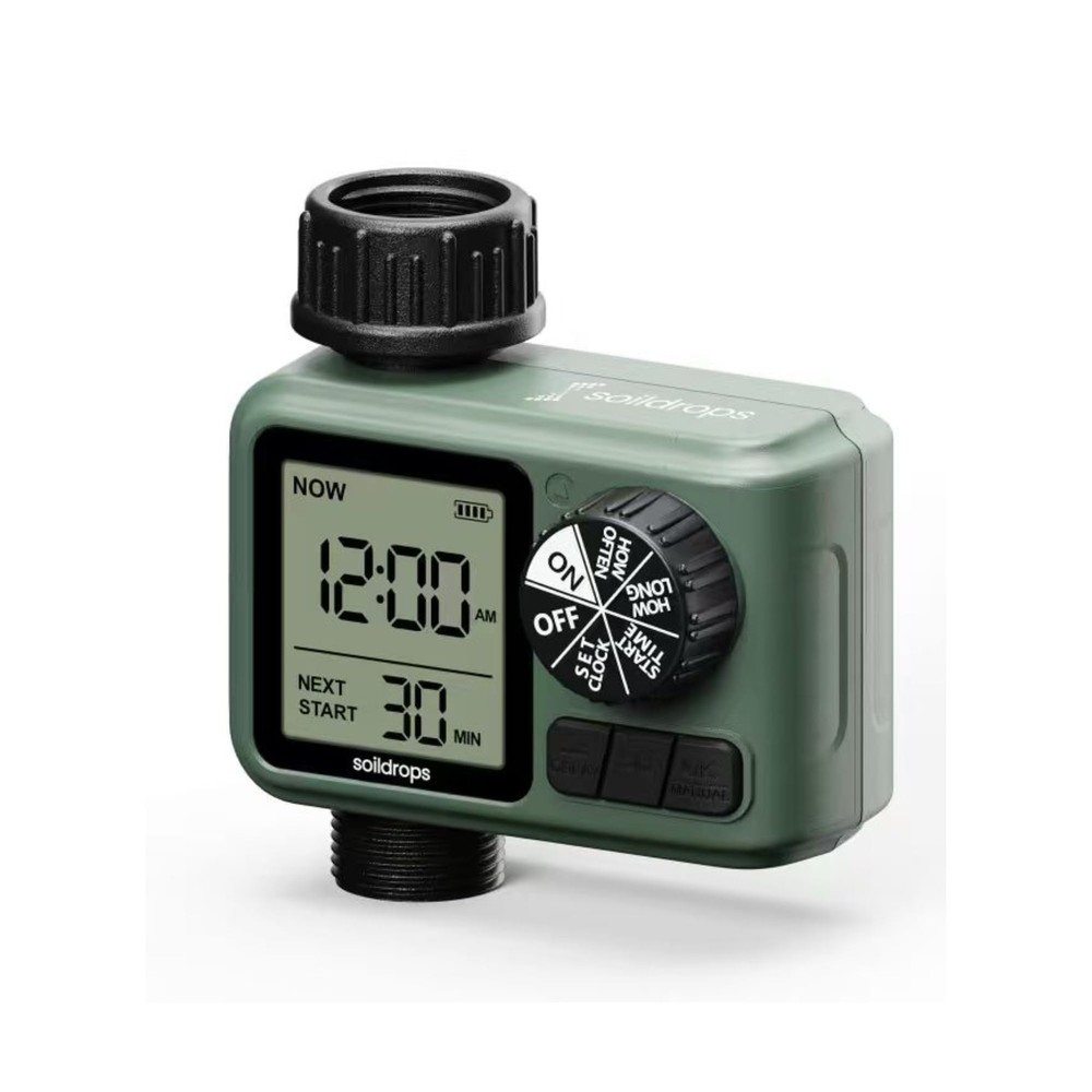Soildrops Sprinkler Timer for Garden Hose, Programmable 1 or 2 Outlet Black