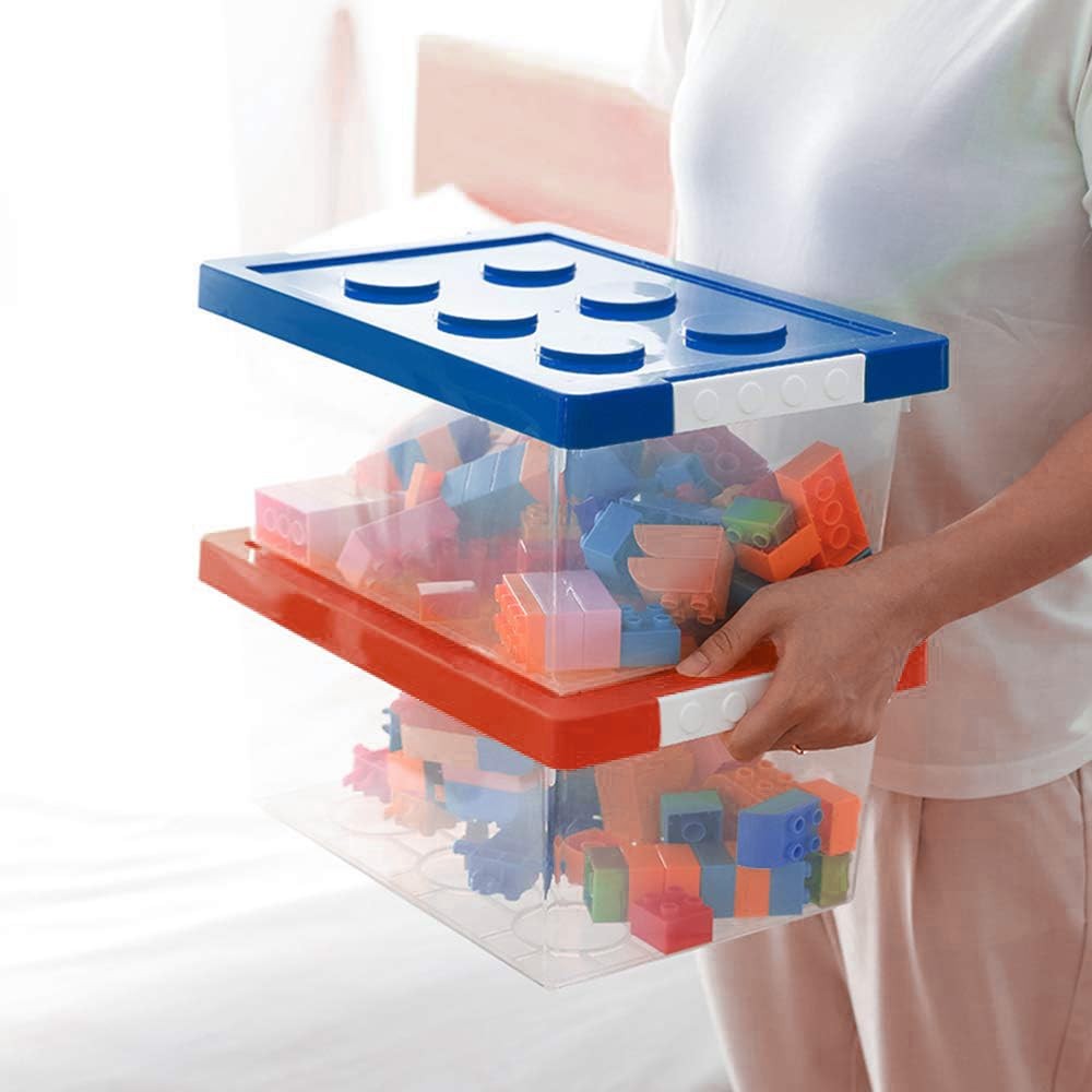 Plastic Storage Bins with Lids - Stackable Storage Organizer Set of 2, Chests...