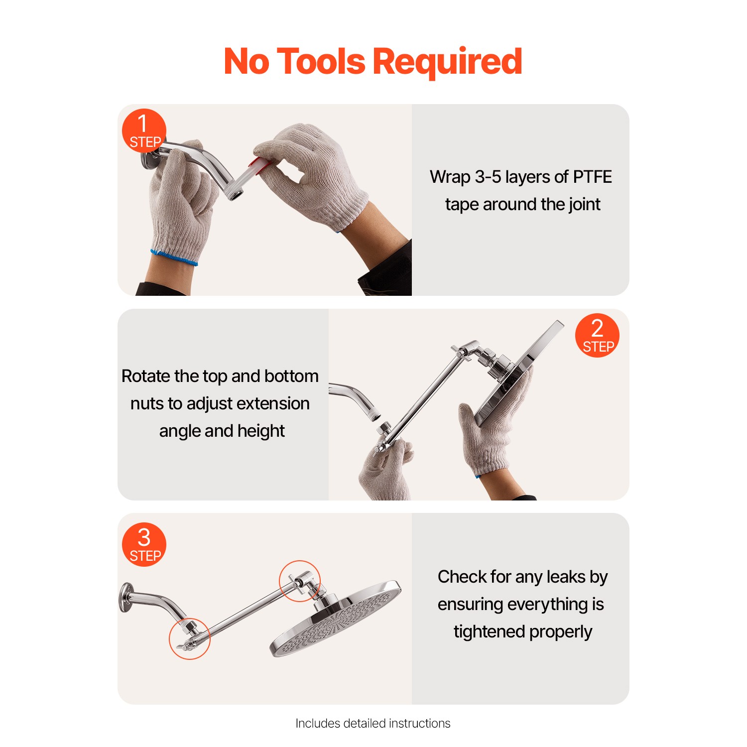 Shower Head Extension Arm Extender 11 in Adjustable Angle Height G1/2 Universal