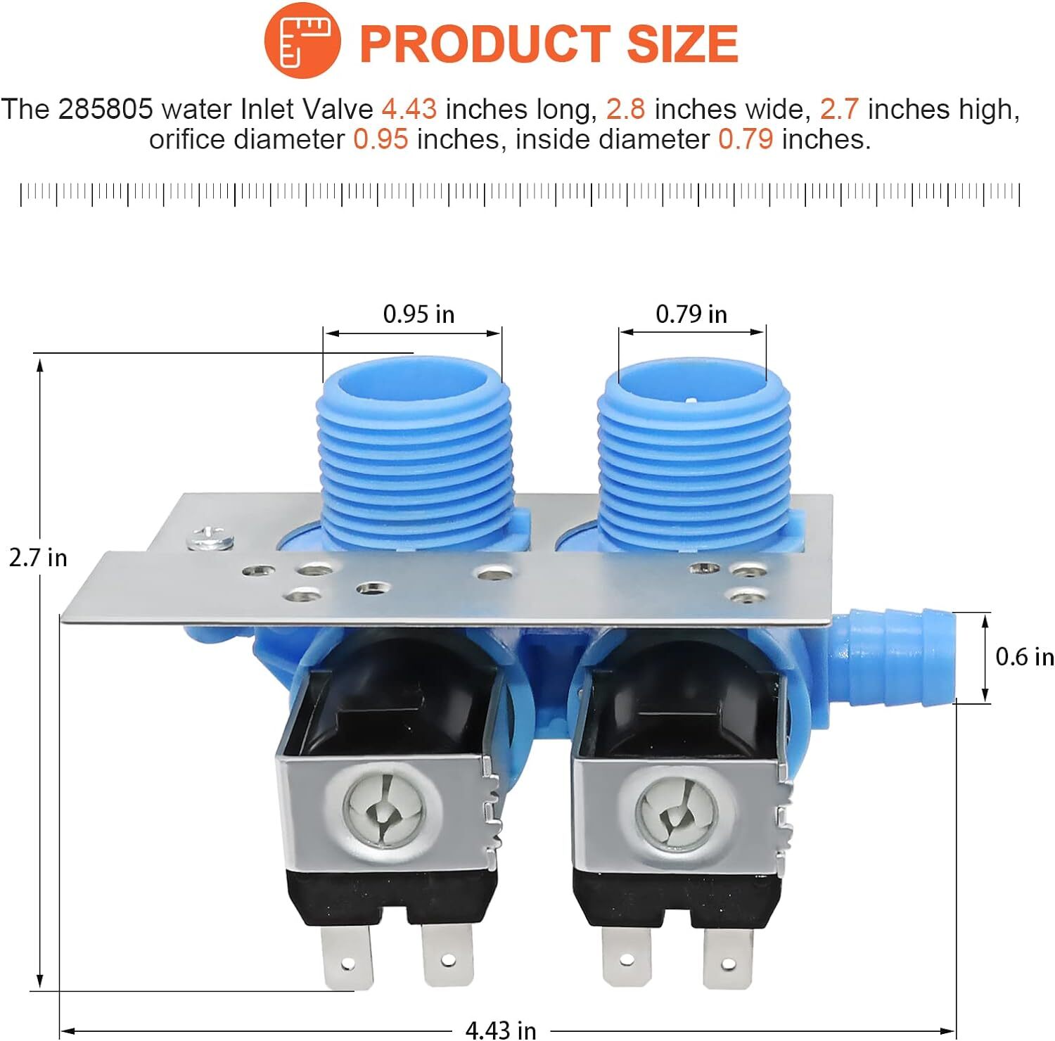 285805 Water Inlet Valve Fits Whirlpool Kenmore Maytag GE Washer Washing Machine