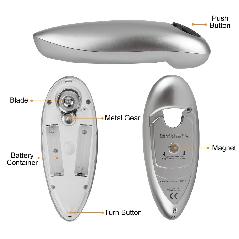 Automatic Electric Can Opener Hands Free Kitchen Tool Gadget Battery Operated