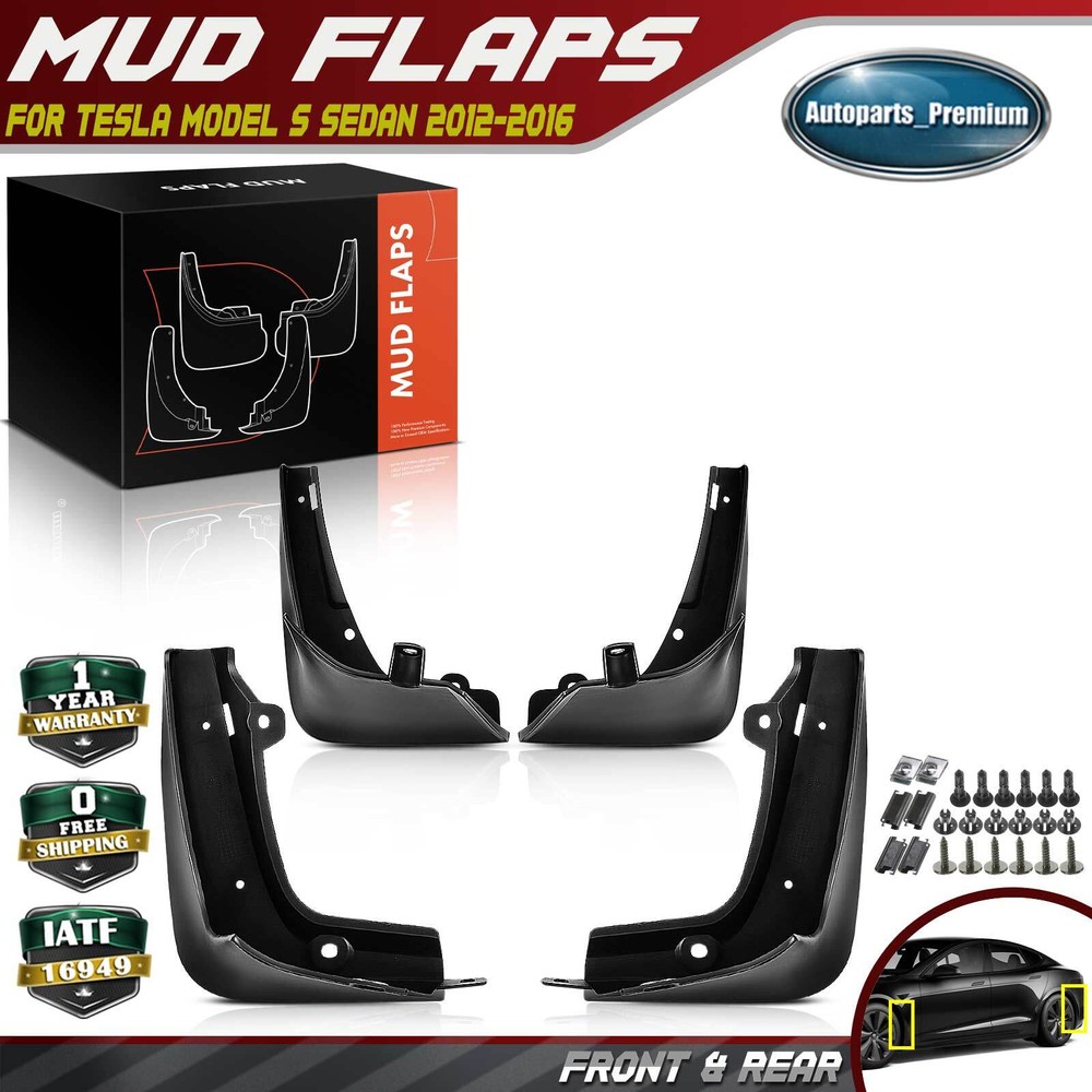 4PCS Splash Guard Mud Flap Mudguard MudFlaps for Tesla Model S Sedan 2012-2016