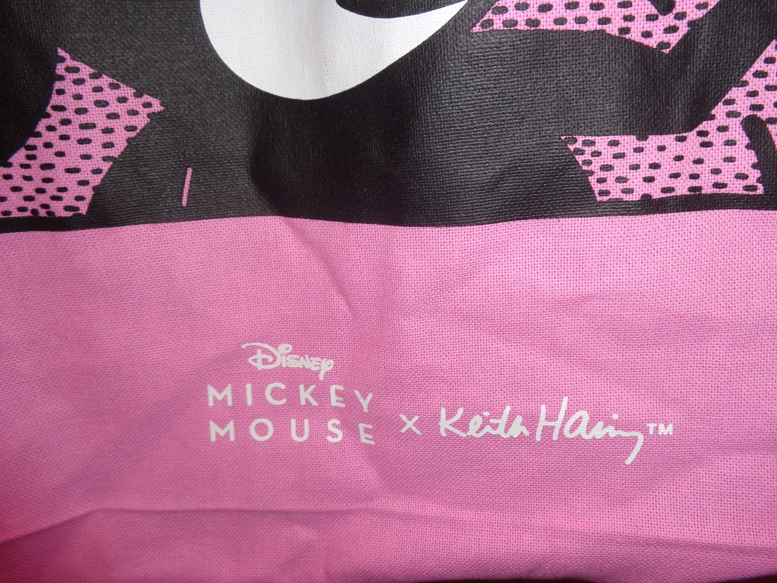 DISNEY MICKEY MOUSE X KEITH HARING PINK TOTE BAG 100% COTTON NWT