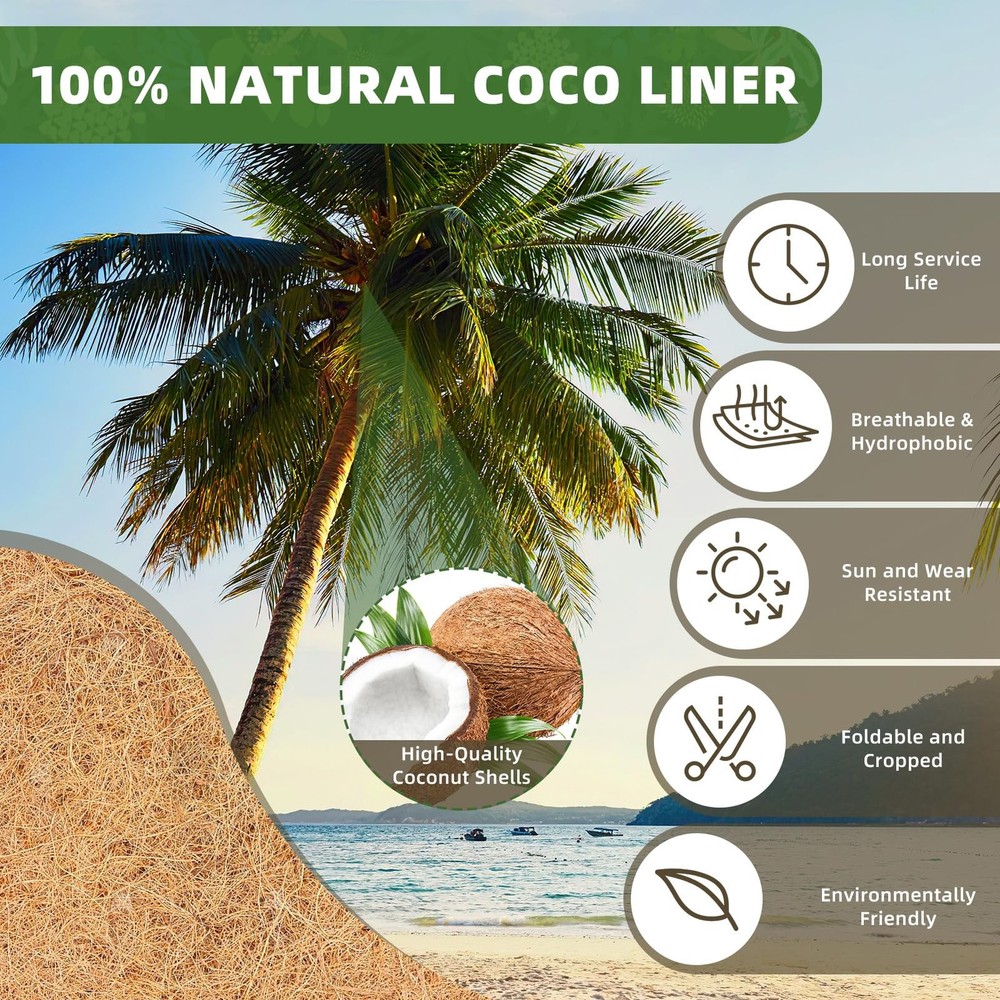 24 inch Coco Liners Trough 3 Pack for Window Boxes Planters, Coconut Husk for...