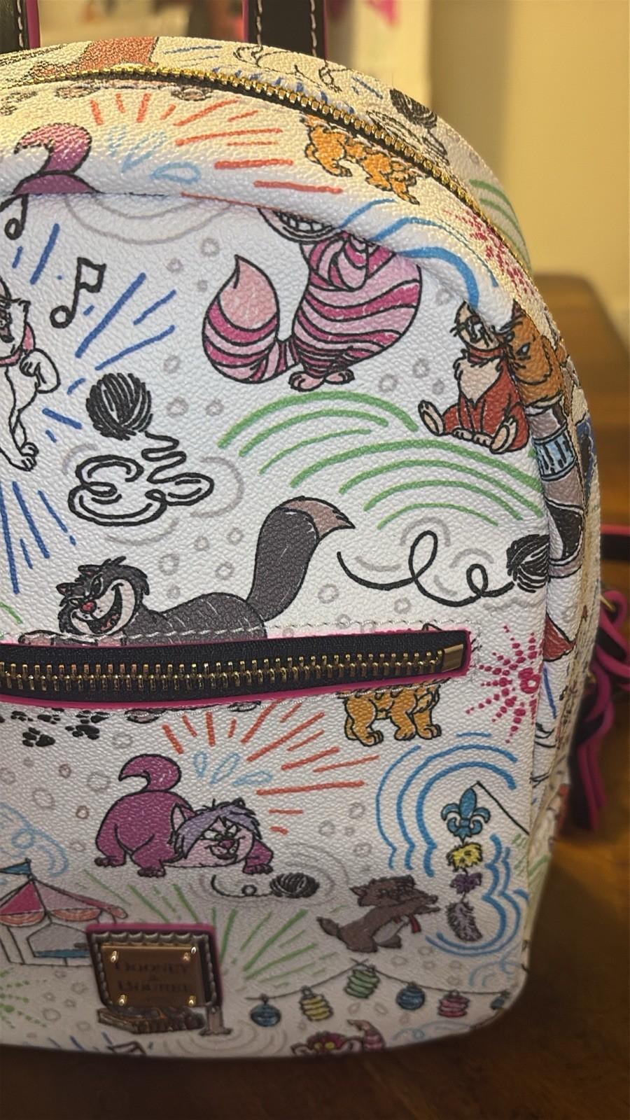 Disney Cats Sketch Dooney & Bourke Backpack White NWOT