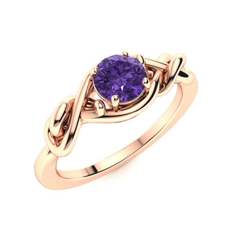 Natural Amethyst Unique Prong Boho Solitaire Daughter Ring Sterling Silver