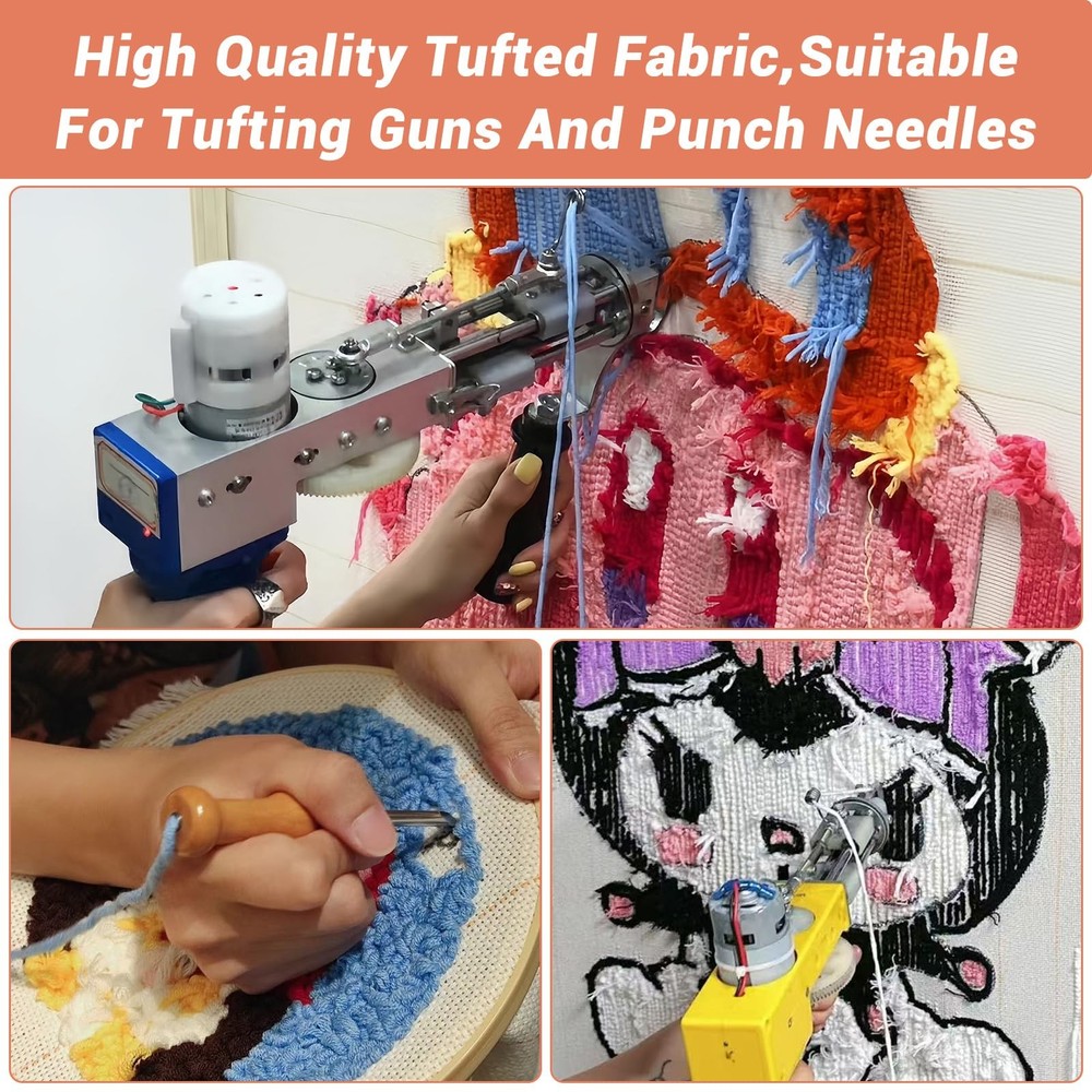 85" × 120" Large High-Density Primary Tufting Cloth with Marked Lines - Monks...
