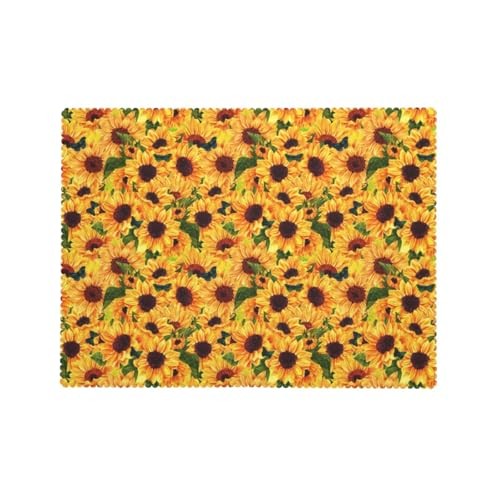 Watercolor Sunflowers Rectangular Tablecloth Butterfly Flying Among Yellow