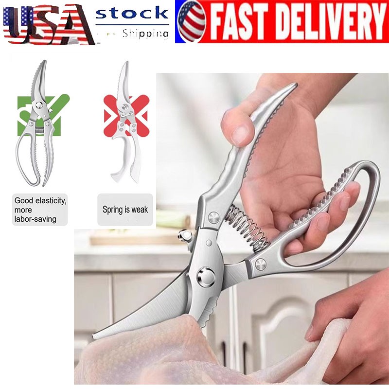 1PC strong kitchen scissors black titanium steel multi for chicken duck bones