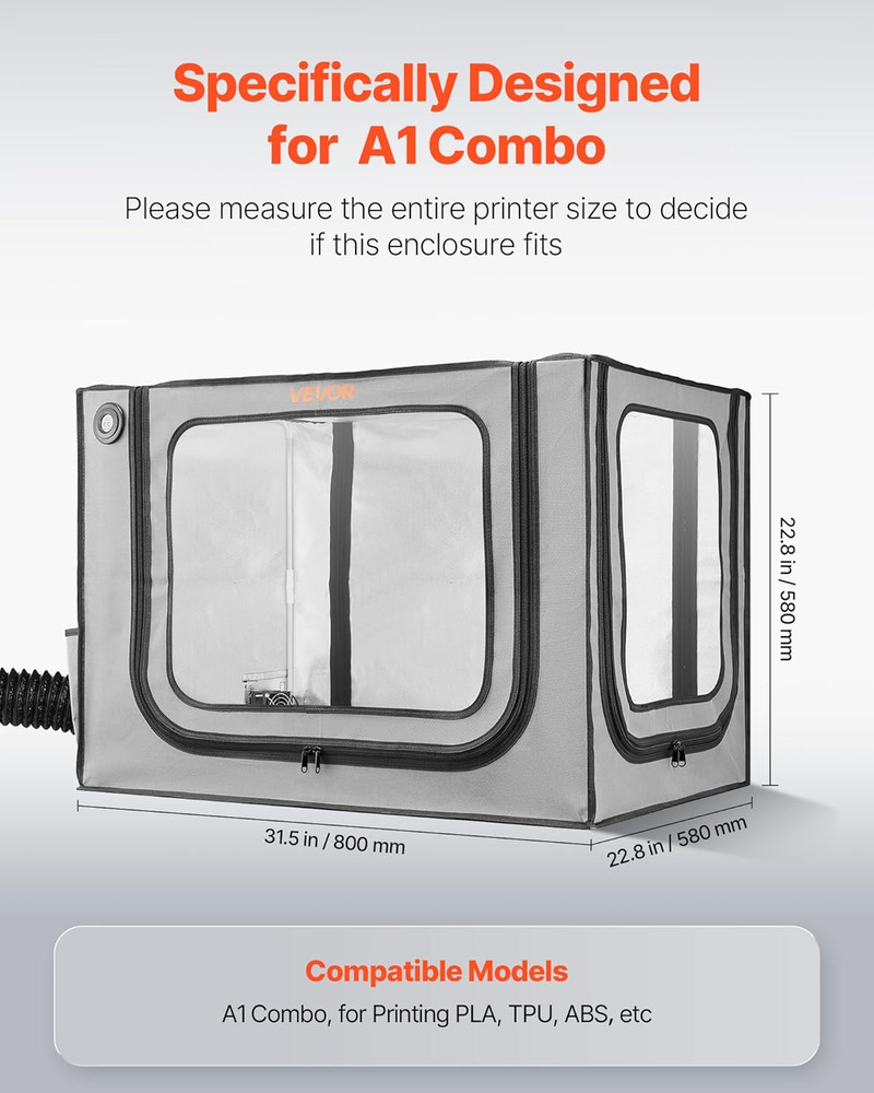 3D Printer Enclosure with Ventilation, Dustproof Waterproof Large Size 600D Oxfo
