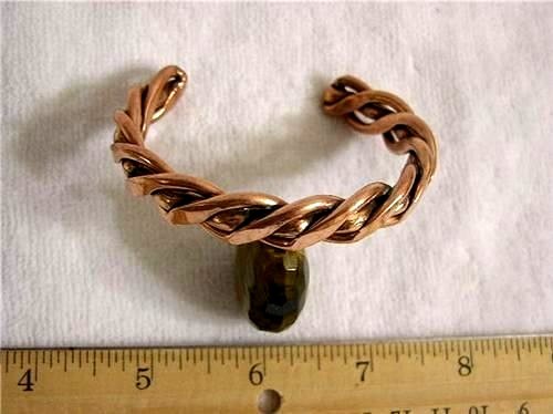 Copper bracelet braided style adjustable solid copper 1/2 inch wide