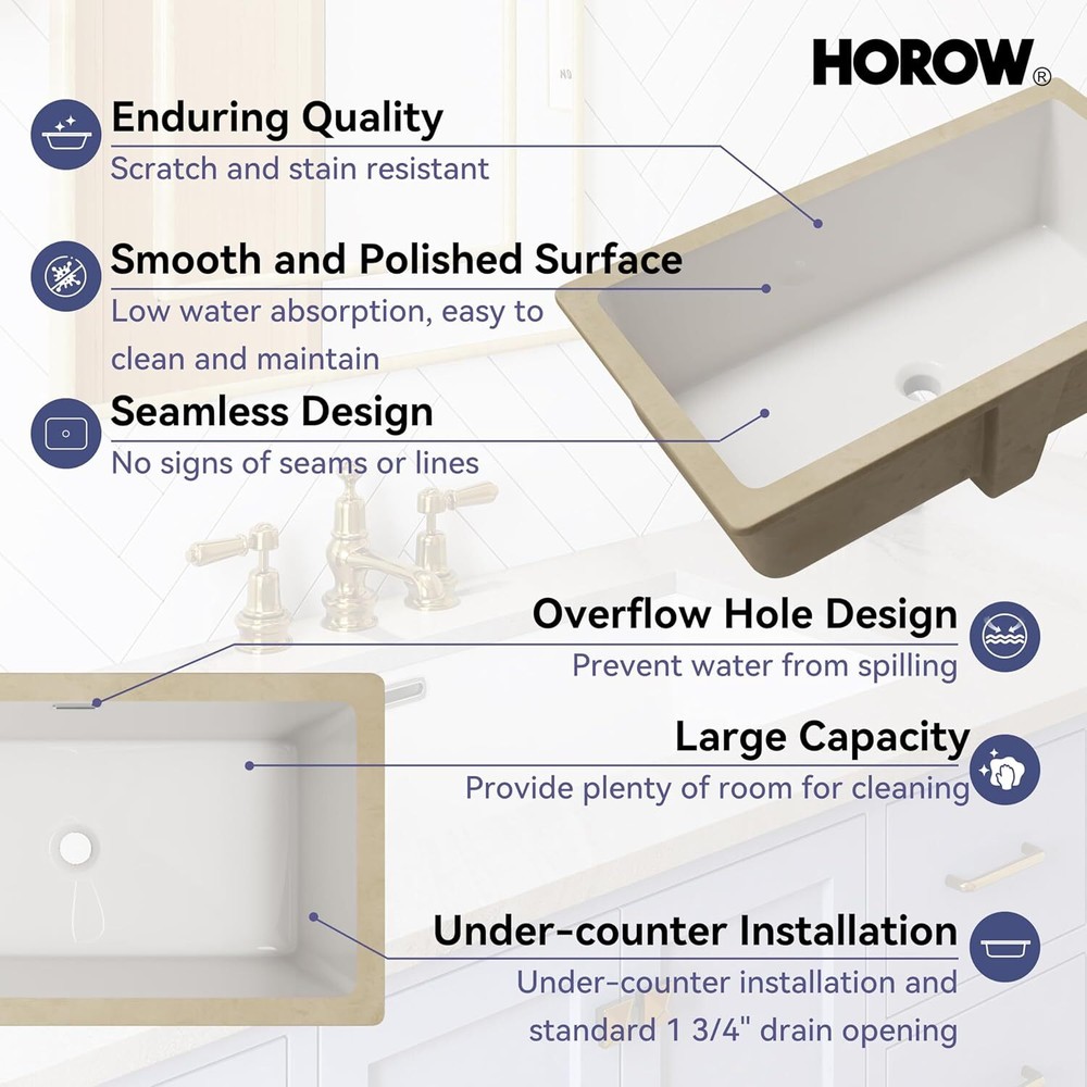 Undermount Bathroom Sink Rectangular, 27'' x 15'' White Rectangle Vessel Sink