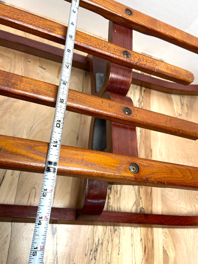 VINTAGE DUTCH WOODEN SLED BY POLYCOMB WITH LEATHER PULL