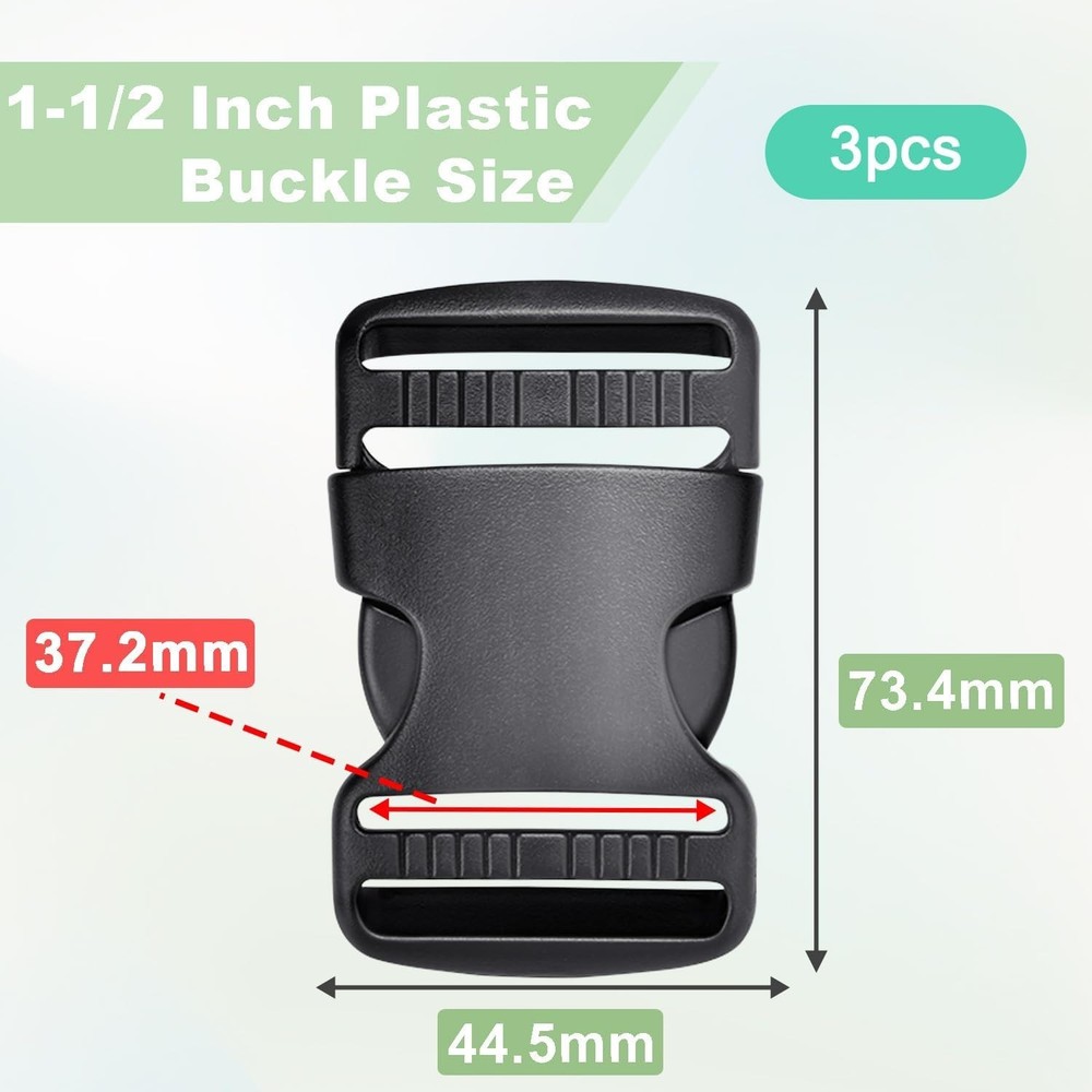 Versatile 1-1/2" Plastic Buckles - 3pcs Quick Side Release for Straps & Collars
