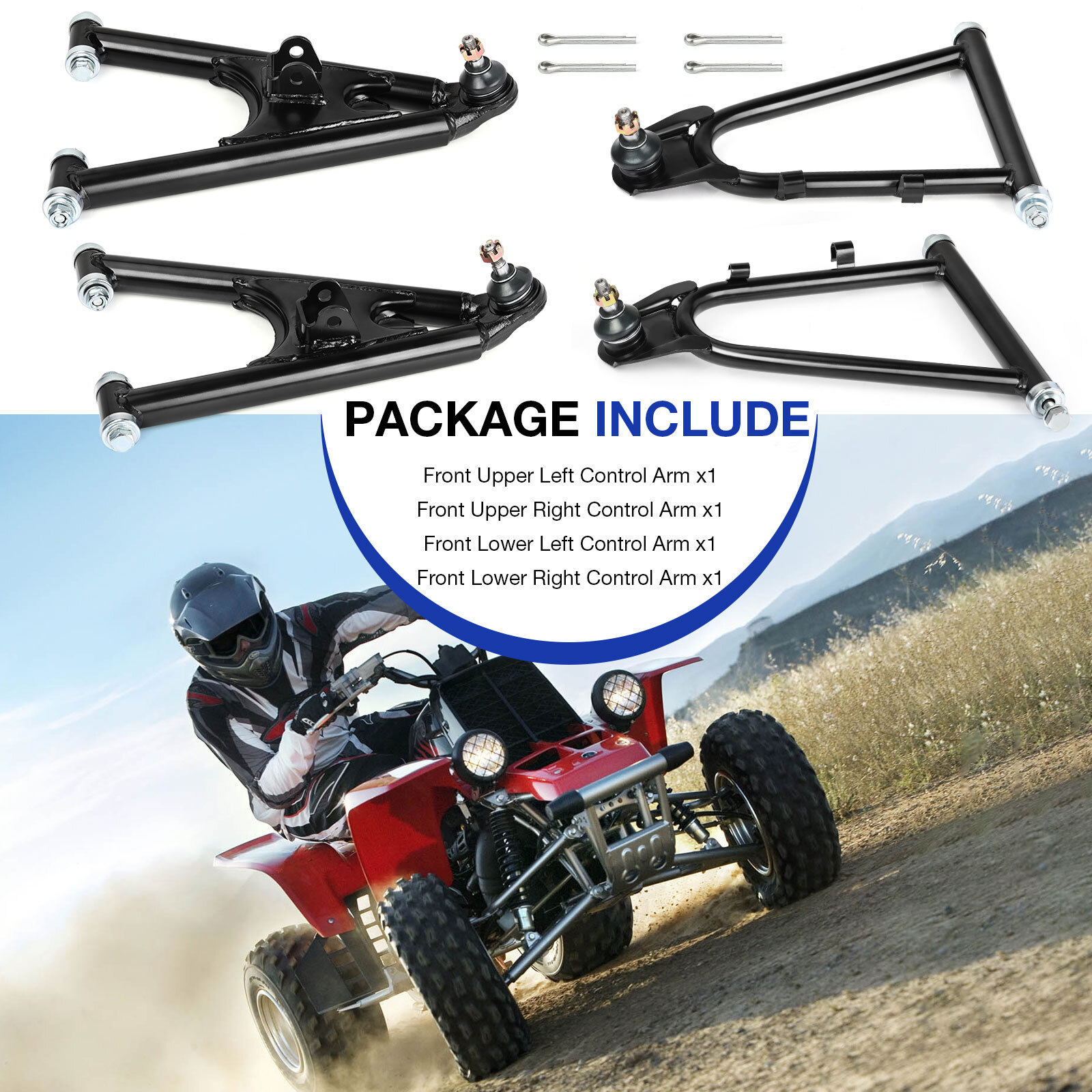 A-Arms Complete OEM Replica Set + Bolts + caps For Yamaha Banshee 350 1987-2006