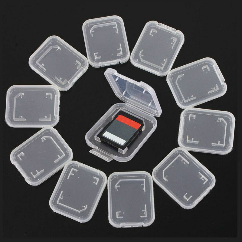 10PCS Transparent Plastic SD SDHC Memory Card Case Holder Storage Box