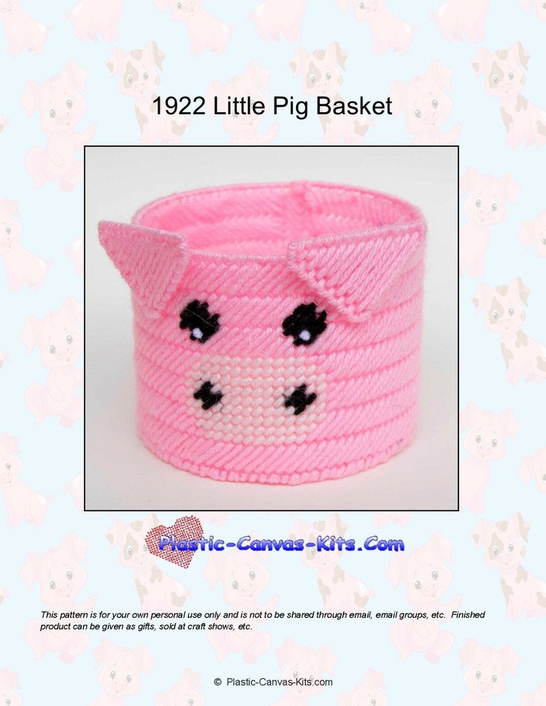 Little Pig Basket-Plastic Canvas Pattern or Kit