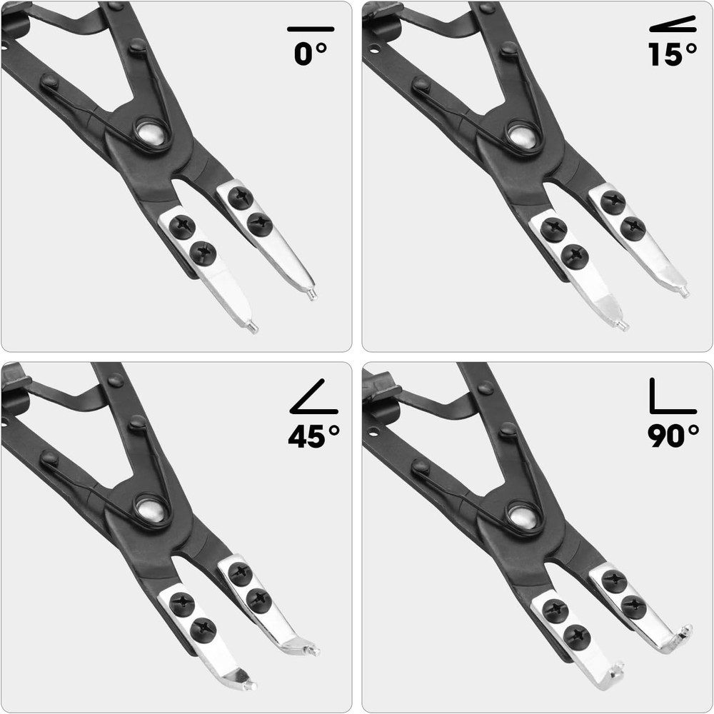 2pc Heavy Duty 10in Multi-Angle Snap Ring Pliers Set with Ergonomic Handles