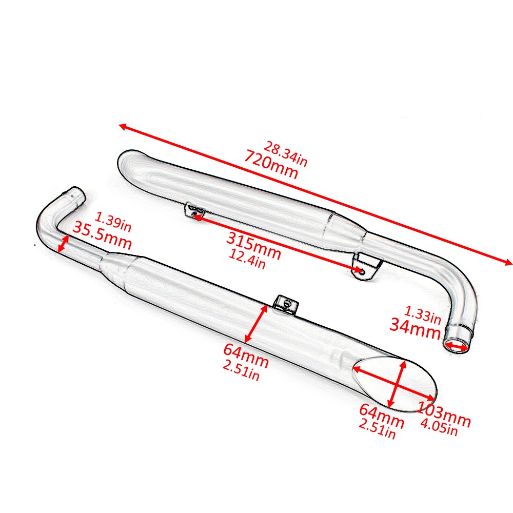 Muffler Exhaust Pipe Stainless Steel For Triumph Bonnieville Bobber T100 T1200
