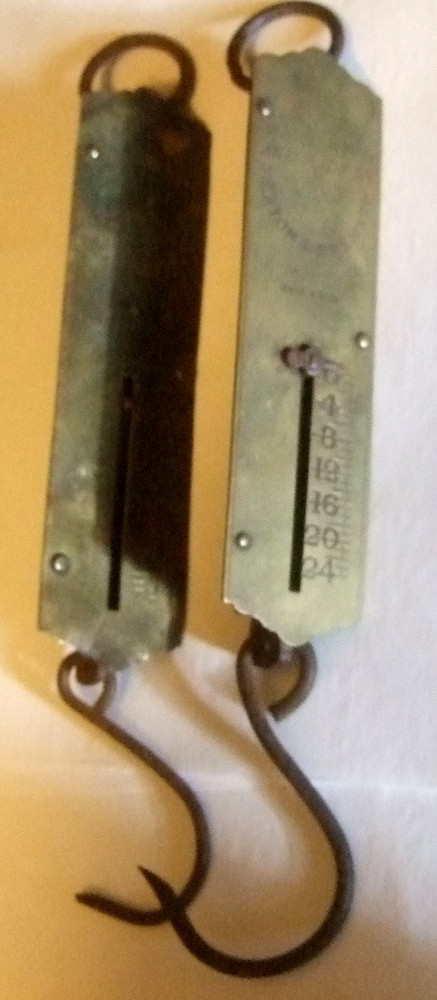 Two Antique Brass Scales For Hanging Plants